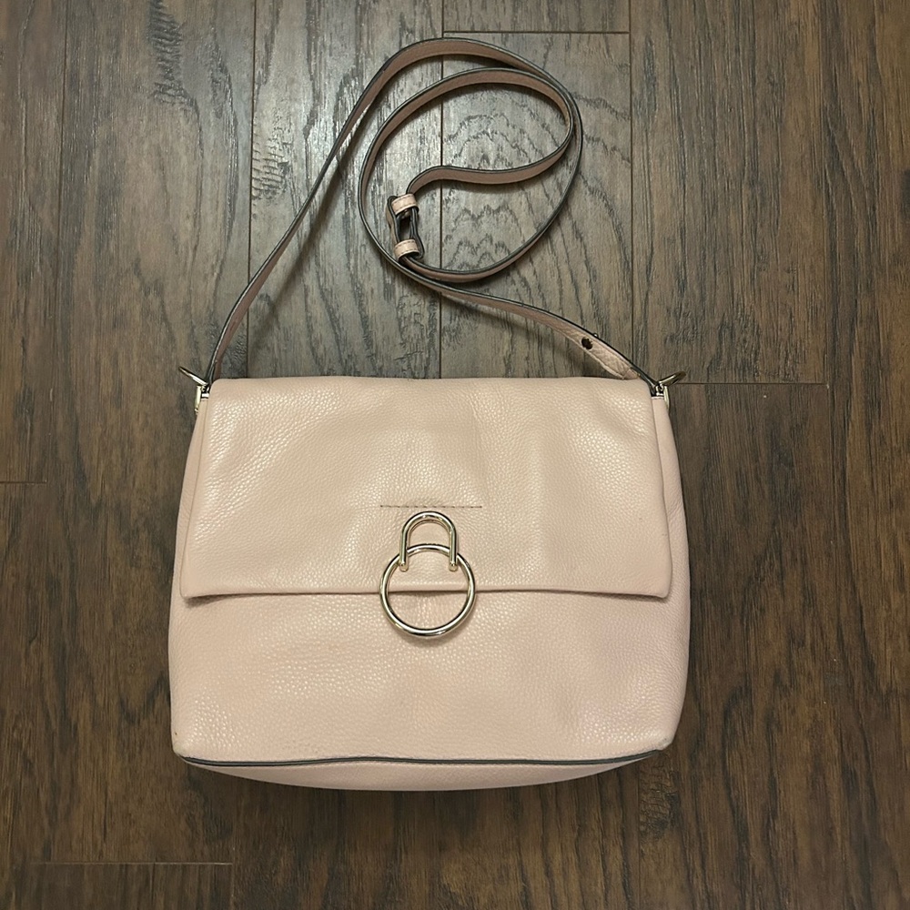 Vince Camuto Chic Plum Flap Snap Leather Crossbody Bag in Cameo Rose - Picture 1 of 12